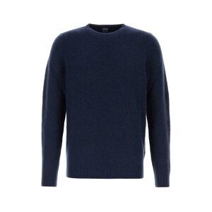 Fedeli Men Navy Blue Stretch Wool Blend Sweater